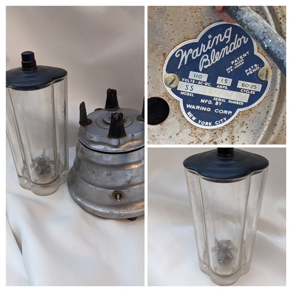 1930 Waring Blender Model SS Art Deco Chrome Beehive Blender Jar Lid NYC Working